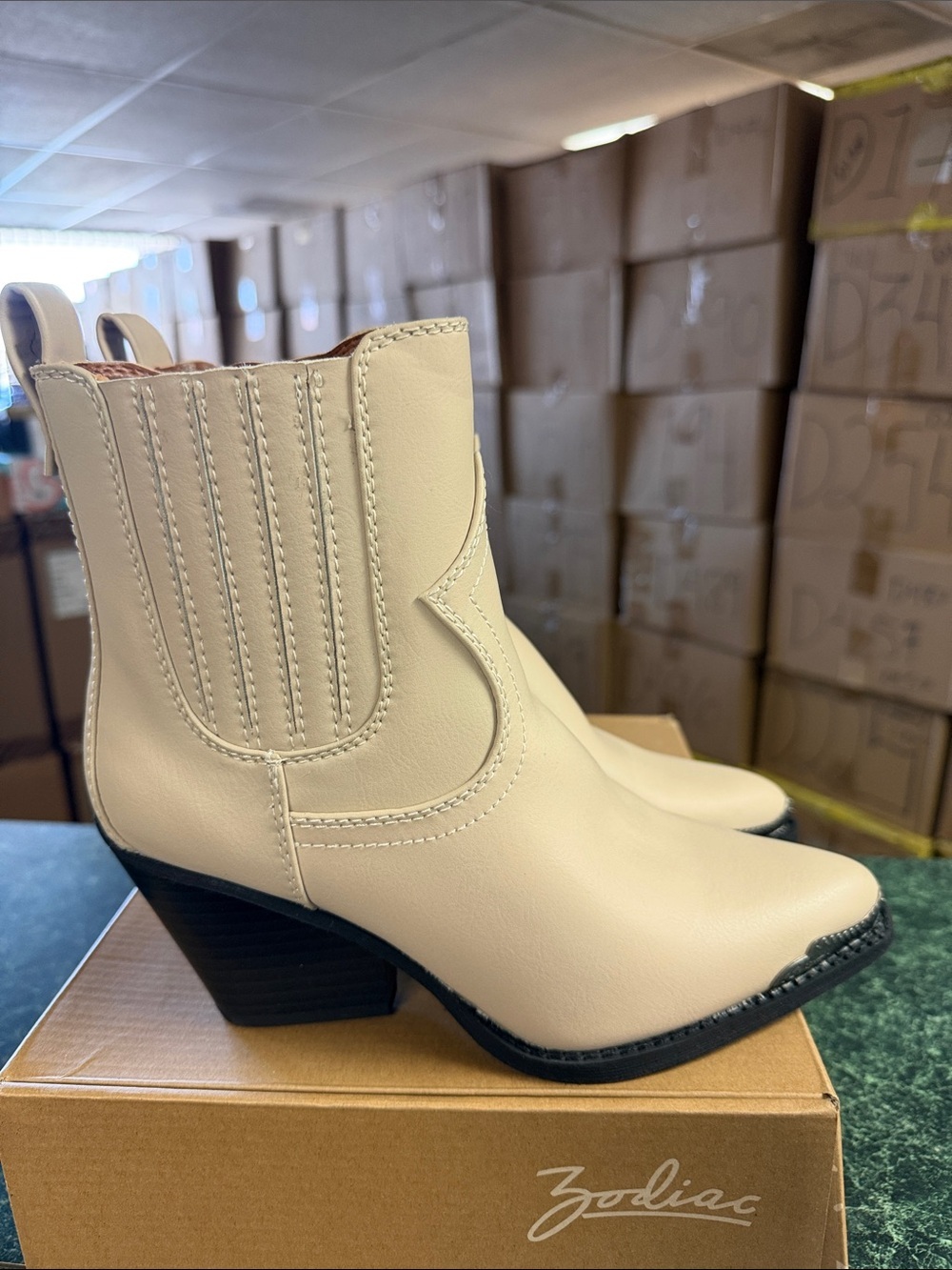 Zodiac Cream Western-Inspired Ankle Booties